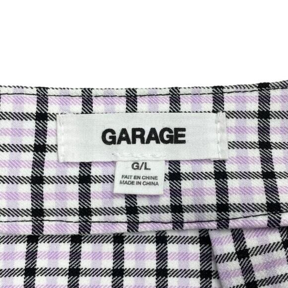 NWT GARAGE Plaid Mini Skirt Front Slit Sz Large Lilac Plaid - Picture 3 of 5